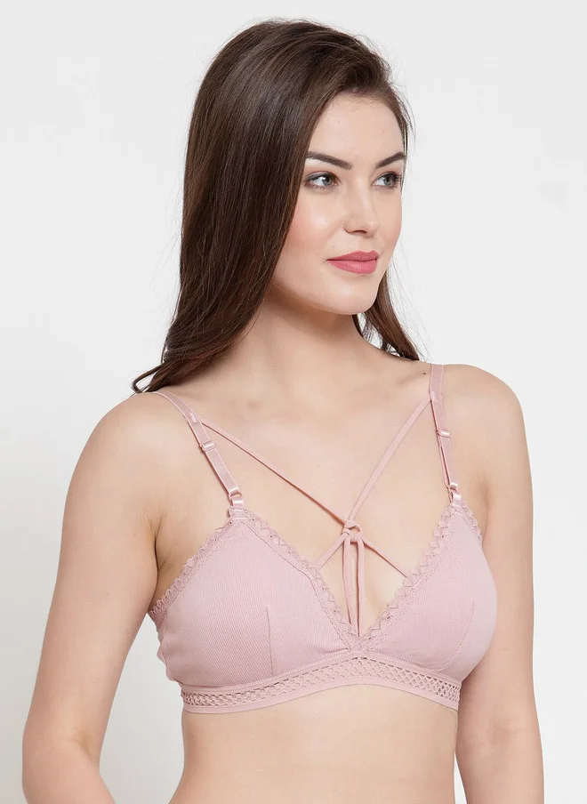 ليس اند مي  Laceandme Powder Pink Lace Non-Wired Lightly Padded Caged Everyday Bra